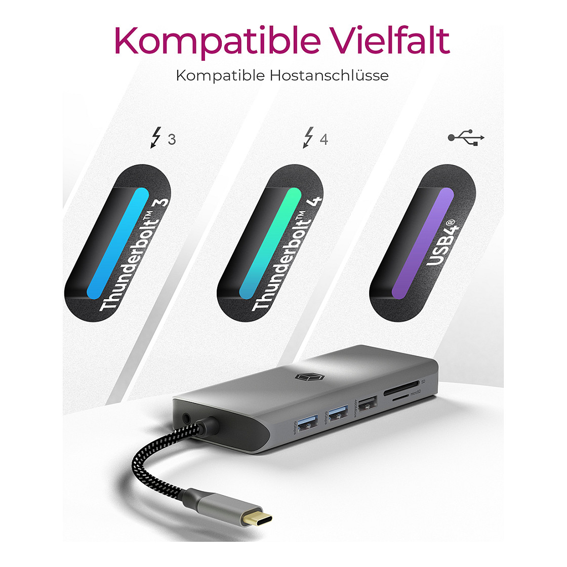 Docking Station ICY BOX IB-DK4061-CPD USB-C 12-në-1 PD 100W - Zezë - 7