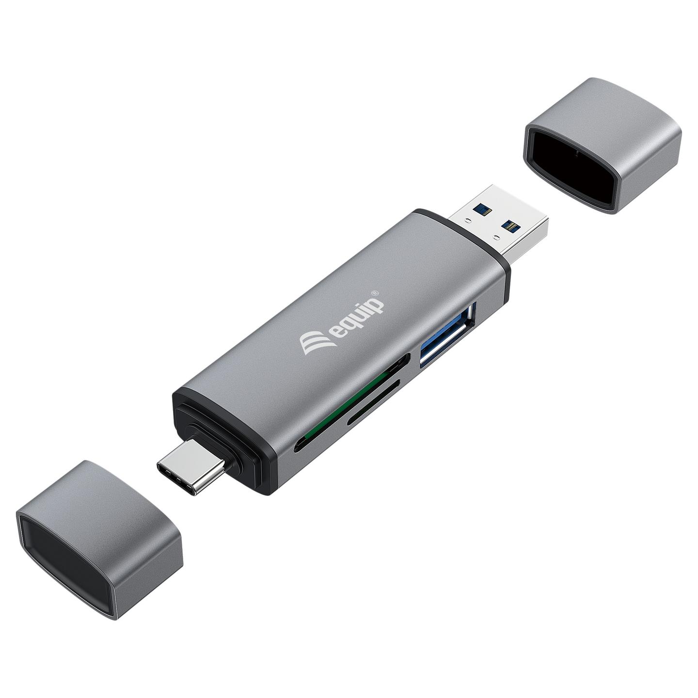 Lexues Kartelash Equip 245460 / SD / SDHC / microSD / microSDHC / USB 3.2 Gen 1 / USB-A / USB-C / 5 Gbit/s / OTG - Gri