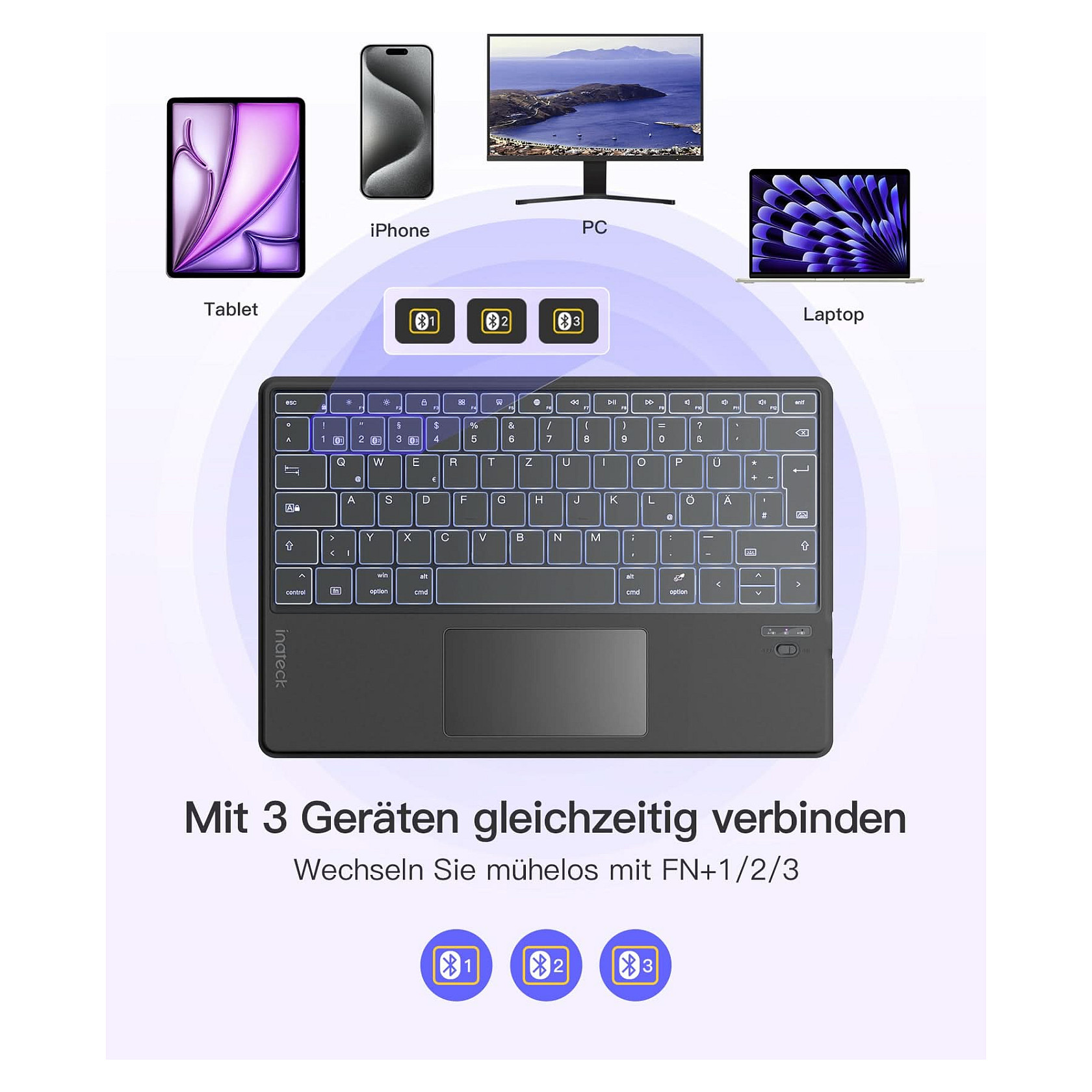 Aksesorë për Tablet Inateck Keyboard / QWERTZ – Gri - 7