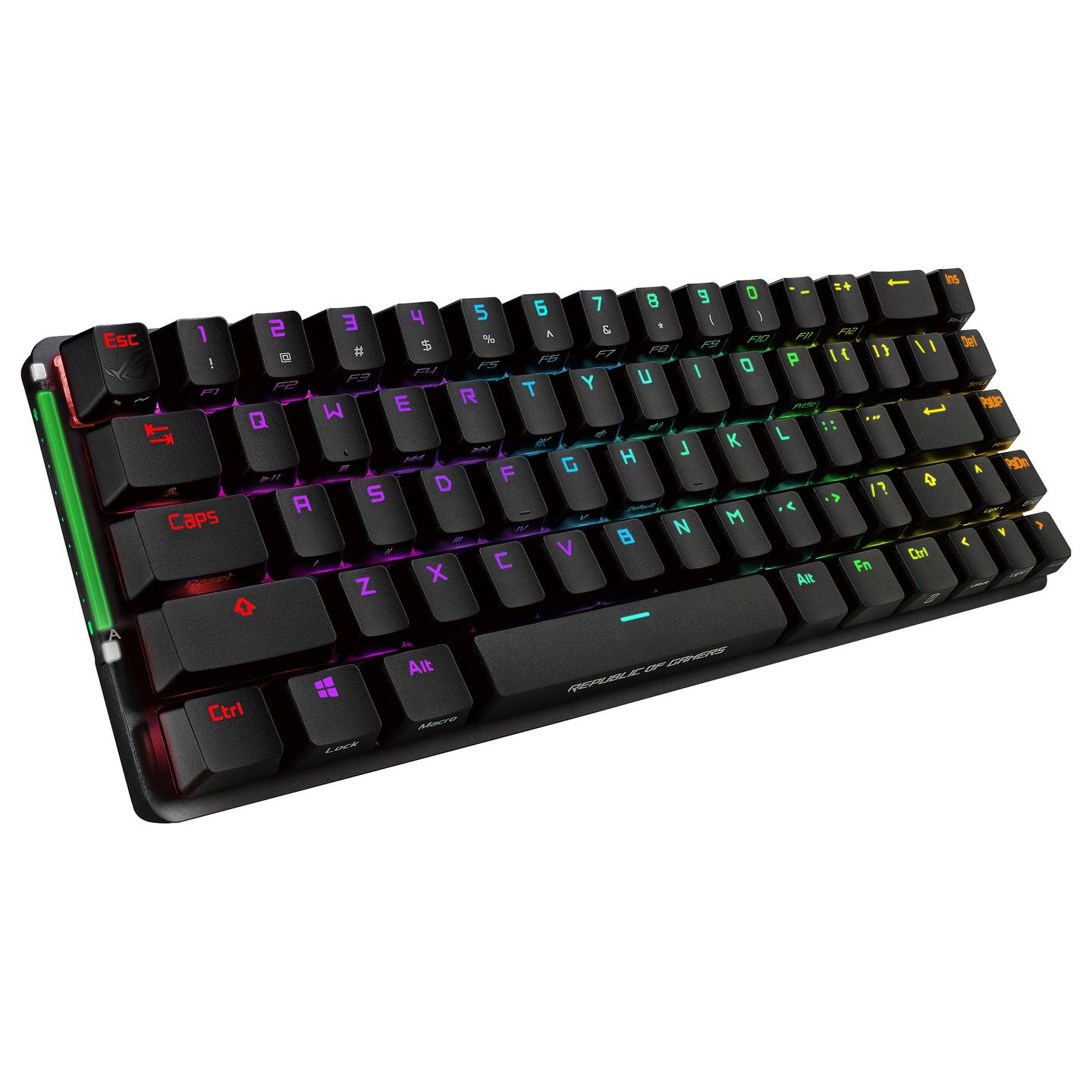 Tastierë Gaming ASUS ROG Falchion / Wired / 65% / Cherry MX RGB Red / USB + RF Wireless 2.4 GHz / AZERTY FR / RGB - Zezë