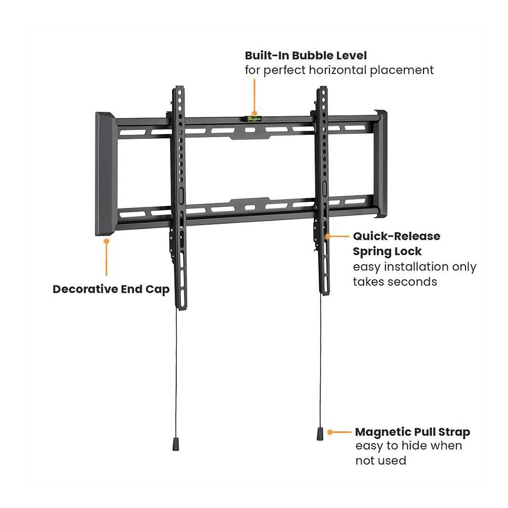 Mbajtëse Muri për TV VALUE 17.99.1222 / 37"-80" / 75kg / Fixed / Ultra Slim - Zezë - 3