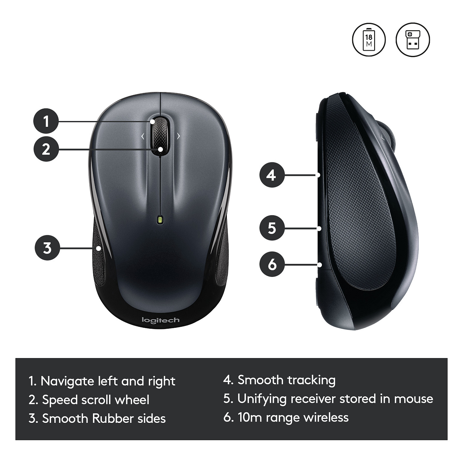Maus pa Kabllo Logitech M325 Wireless Colour Collection - Zezë - 12