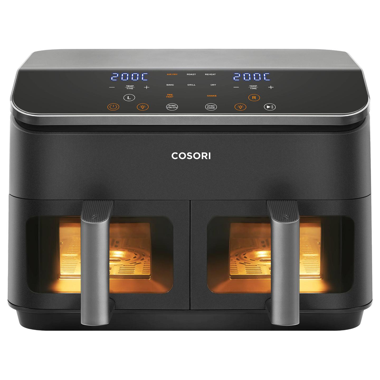 Fryer Cosori Dual Basket Chef Edition / CAF-R901-AEU / 8.5L / 1750W / 2 Koshë / 8 Programe / 35–230°C / LCD Touch / Sync Cook / Sync Finish – Zezë