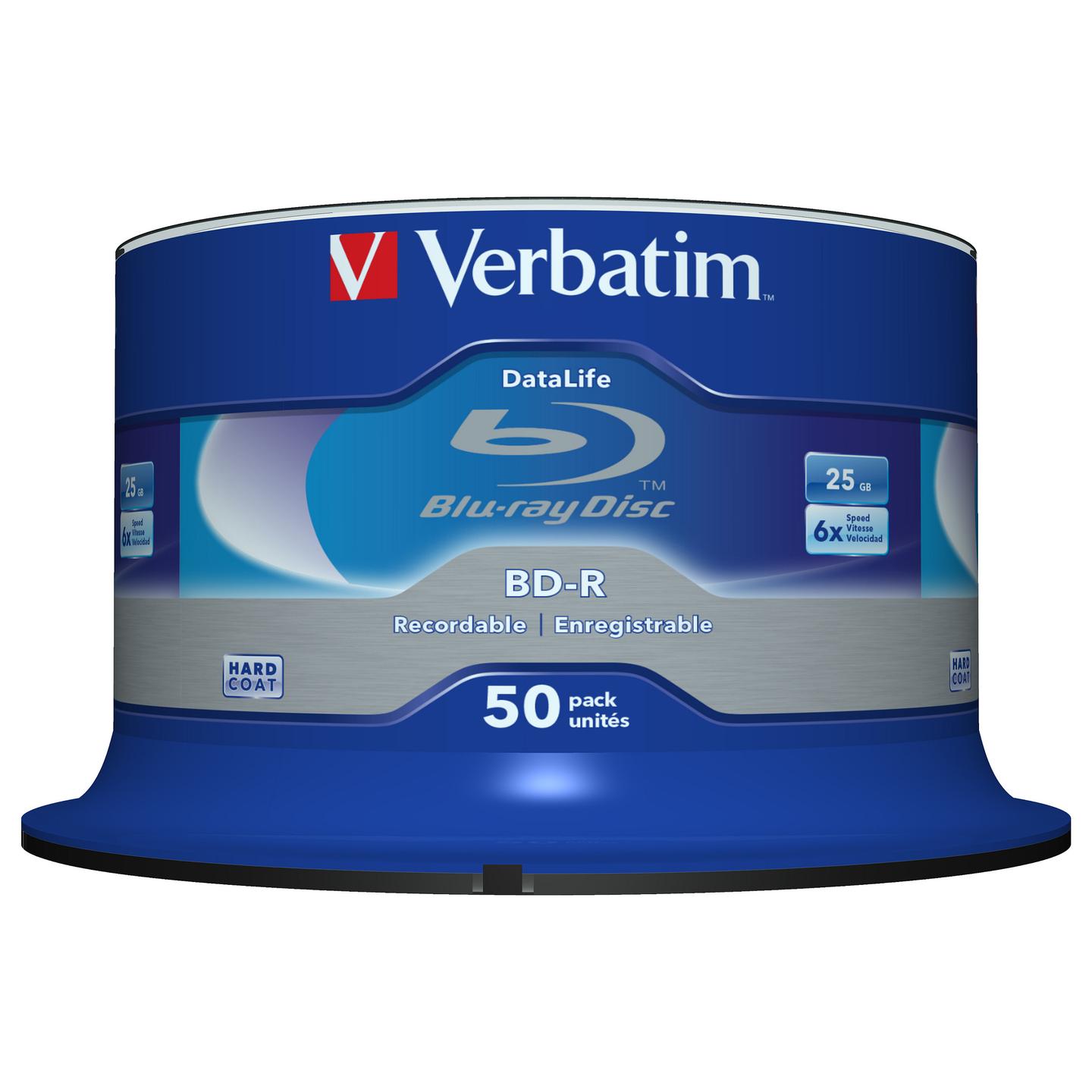 BD-R Verbatim DataLife, 25 GB, 6x, Paketi me 50 copë, Spindle