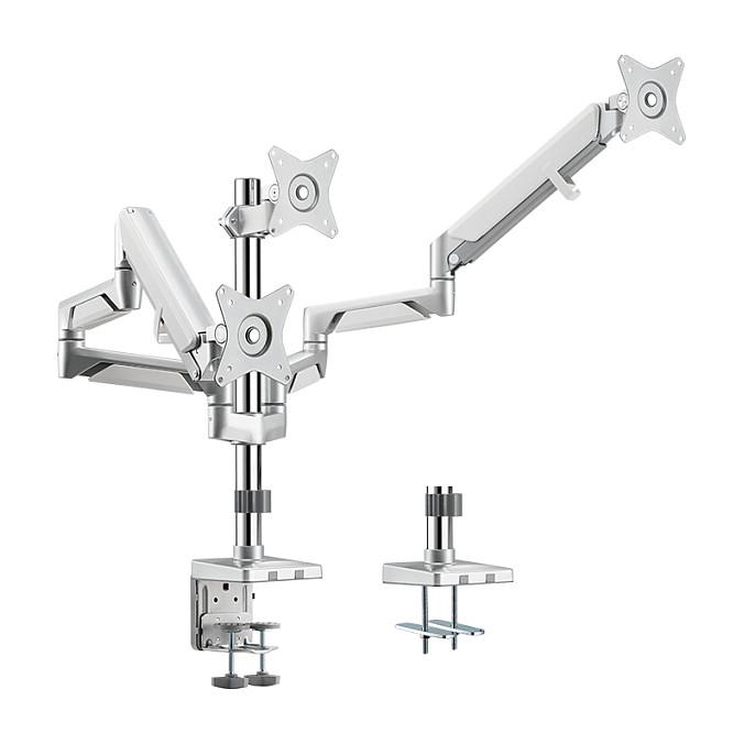 Mbajtëse për Monitor LogiLink BP0090 / 3 Monitorë / 17"-27" / 7kg për Monitor / VESA 75x75-100x100 / Tavolinë / Gas Spring - Argjend - 1