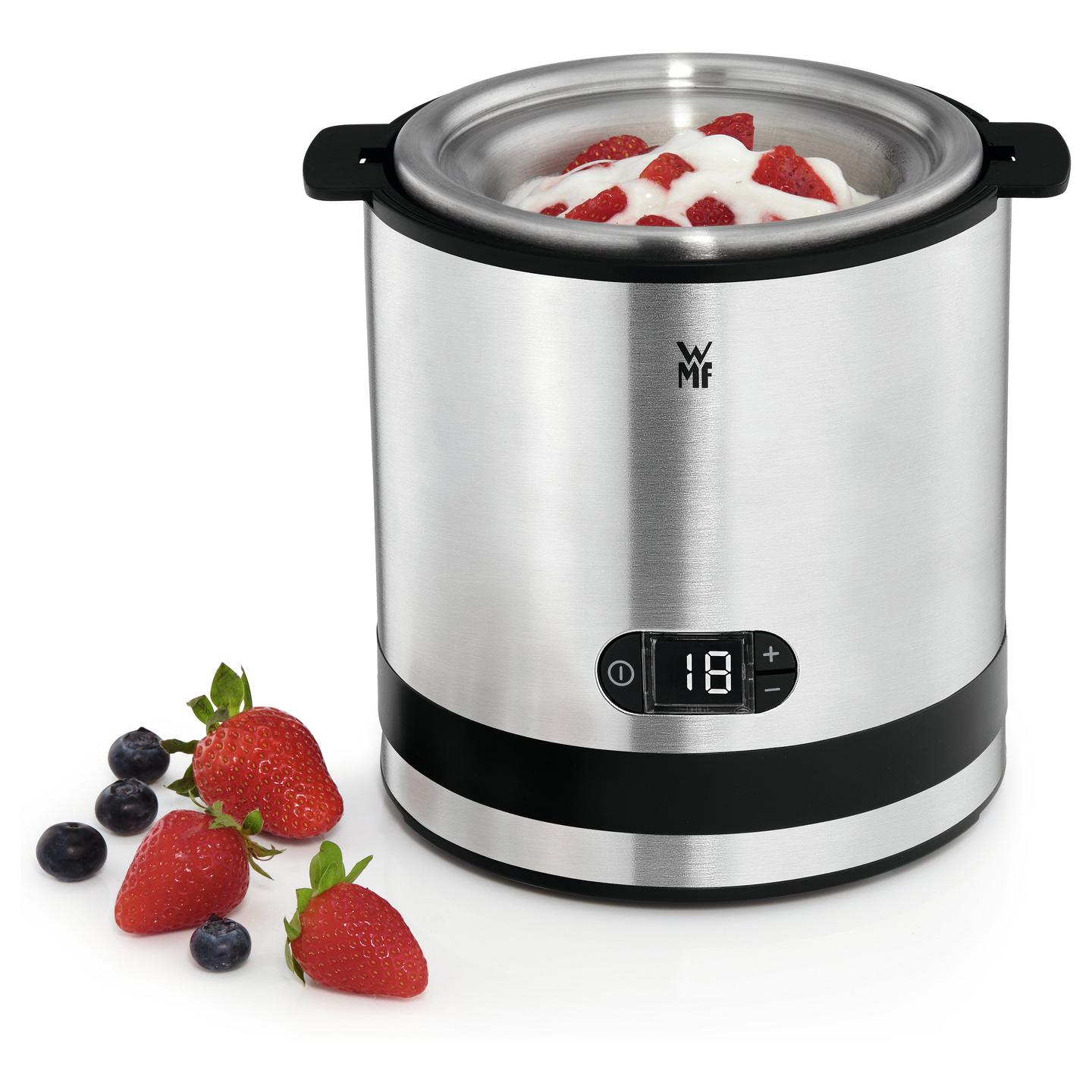 Aparat për Akullore WMF KÜCHENminis 3-in-1, 12W, 300ml, Për Akullore, Sorbet dhe Jogurt të Ngrirë, Ekran LCD - Argjend/Zezë