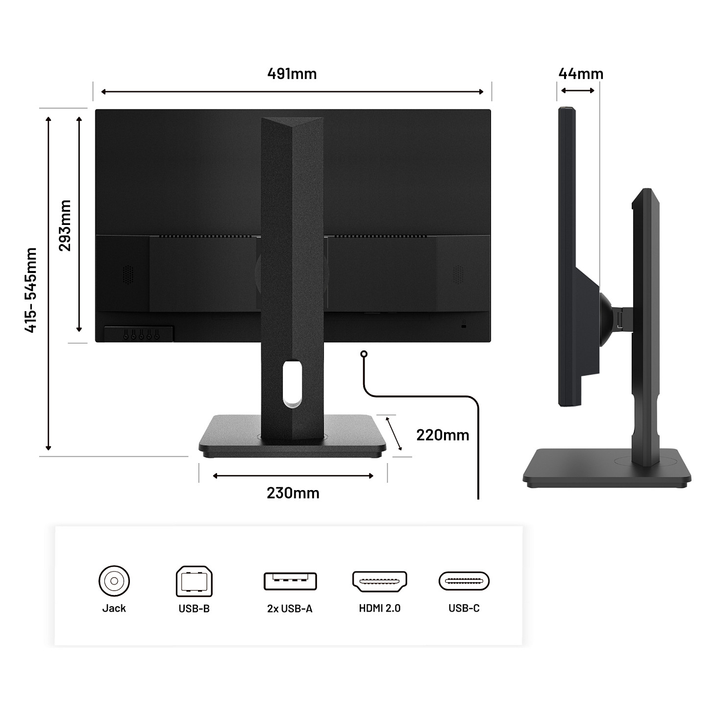 Monitor JapanNext N-I215FLFHSP-C65W / 21.5"/ Full HD IPS LCD / 75Hz / 14ms / HDMI+USB-C - Zezë - 6