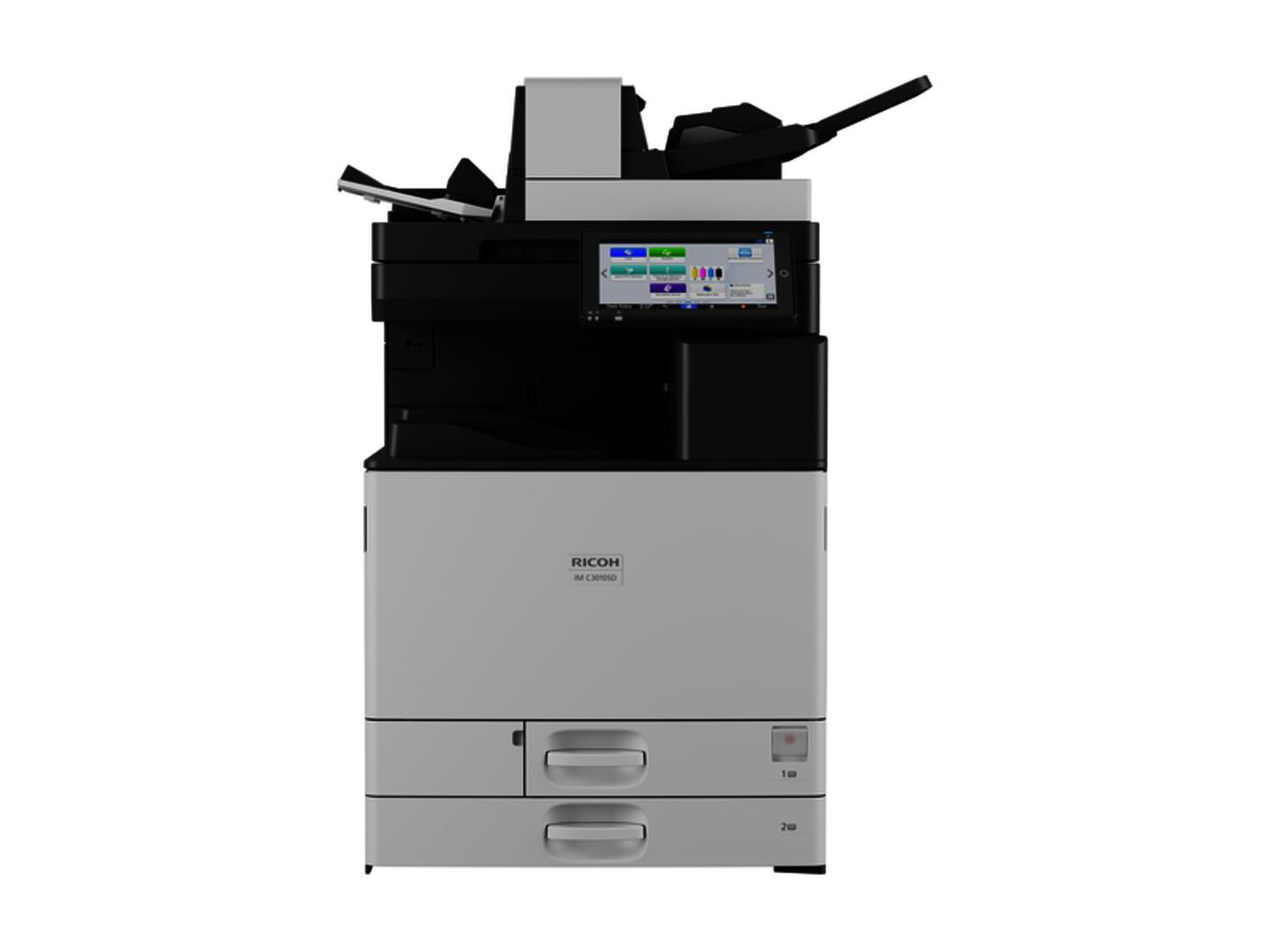 Printer Multifunksional Ricoh IM C3010SD, Laser me Ngjyra, A3, 30 ppm, 4800 × 1200 dpi, Duplex, SPDF 300-fletësh, 8 GB, SSD 256 GB, Ekran me Prekje 10.1", Ethernet, Wi-Fi - Bardhë/Zezë