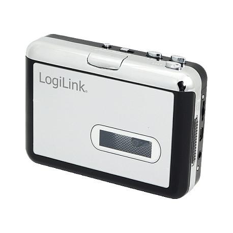 Konvertues dhe lexues kasetash LogiLink UA0156, USB, konvertim në MP3, dalje kufjesh 3.5 mm, furnizim me USB ose 2 bateri AA - Zezë, Argjend