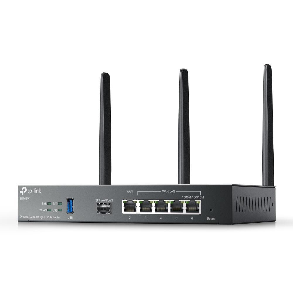 TP-Link Omada ER706W AX3000 Wi-Fi 6 Gigabit VPN Router – Dual-Band 574Mbps + 2402Mbps, 1× Gigabit SFP WAN/LAN, 5× Gigabit RJ45, Multi-WAN, WireGuard/IPSec/OpenVPN, Omada SDN, USB 3.0 – E Zezë - 3
