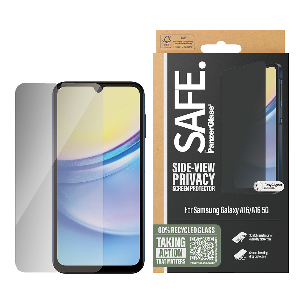 Mbrojtëse për ekran PanzerGlass SAFE. / Samsung Galaxy A16 / A16 5G / Xham Tempered Glass Privacy 2-Way / Ultra-Wide Fit - Transparente - 2