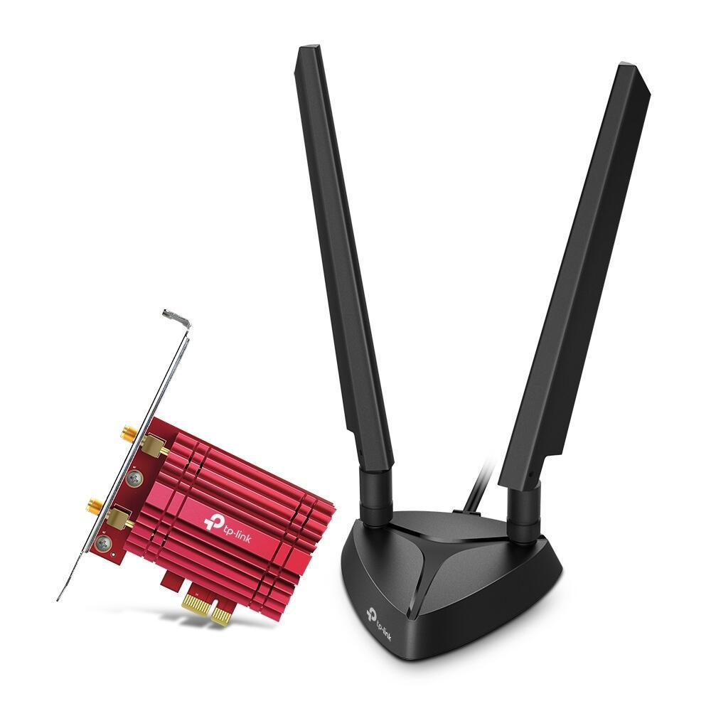 Kartë Rrjeti TP-Link Archer TXE75E / AXE5400 / Wi-Fi 6E / 2402+2402+574Mbps / Bluetooth – Zezë/Kuqe