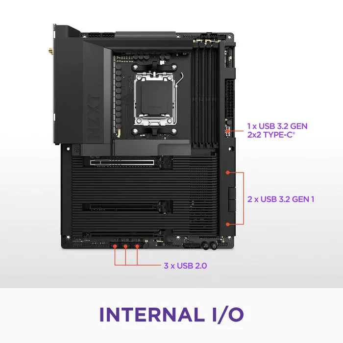 Pllakë Amë NZXT N7 B850 / AMD AM5 / B850 / DDR5 / ATX / Wi-Fi / 2.5GbE LAN - 2