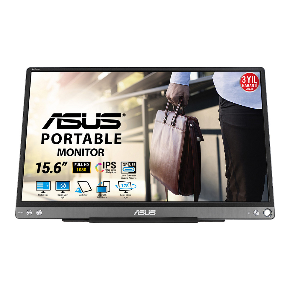 Monitor ASUS ZenScreen MB16ACE / 15.6″ / Full HD IPS LED / 70Hz / 5ms / USB-C / Portativ - Zezë - 1