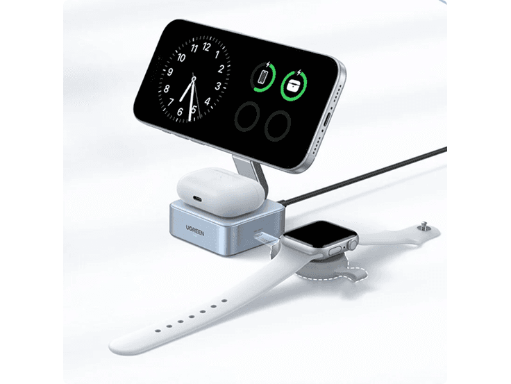 Stacion Karikimi Wireless UGREEN MagFlow W752 / Qi2 / 25 W / 2-në-1 / USB-C 5 W – Blu - 3