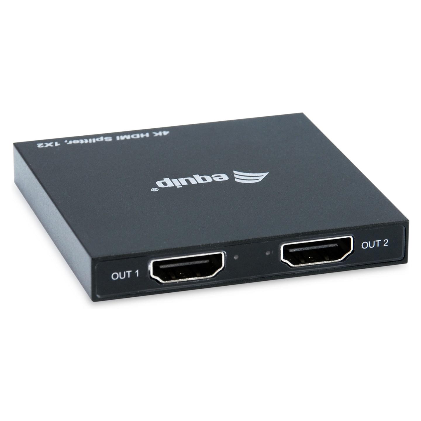 Splitter HDMI equip 332715, 1 hyrje HDMI në 2 dalje HDMI, HDMI 1.4, 4K, USB, Alumin - Zezë - 2
