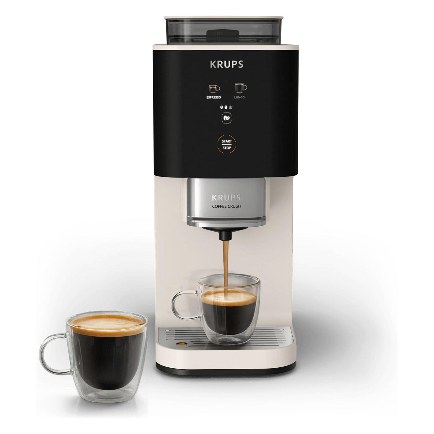 Aparat Automatik për Espresso Krups Coffee Crush SA4001E0, 1370 W, 15 bar, Rezervuar 1.8 L – Zezë/Krem
