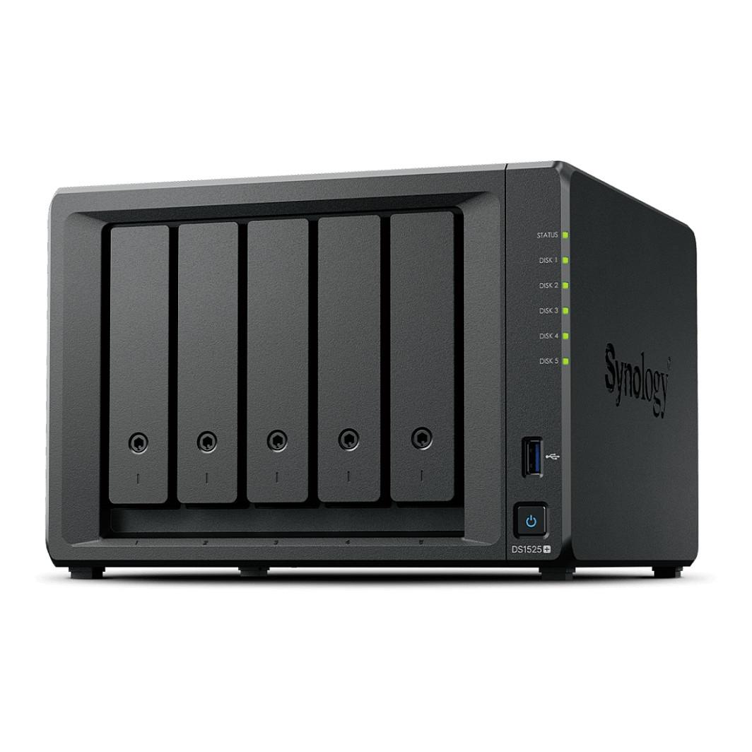 NAS Synology DiskStation DS1525+, 5 Bay, 8GB DDR4 ECC, 2 × 2.5GbE, 2 × USB 3.2 Gen 1 - Zezë - 1
