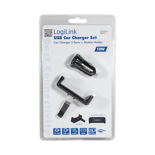 Adapter Telefoni për Veturë LogiLink PA0133 / 2x USB-A / 10W / Mbajtëse Smartphone 55–85 mm – Zezë - 8