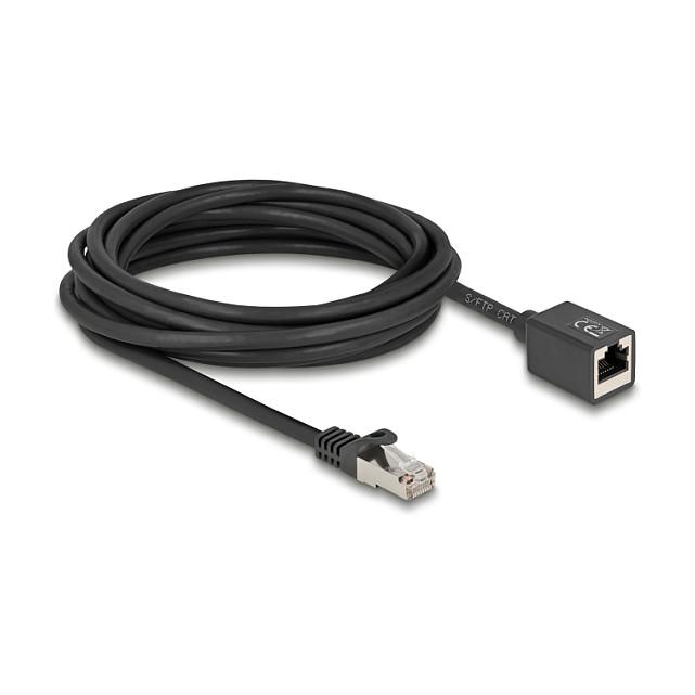 Kabllo për Rrjet DeLOCK 90318, RJ45 mashkull në RJ45 femër, Cat.6A, S/FTP, 5 m - Zezë