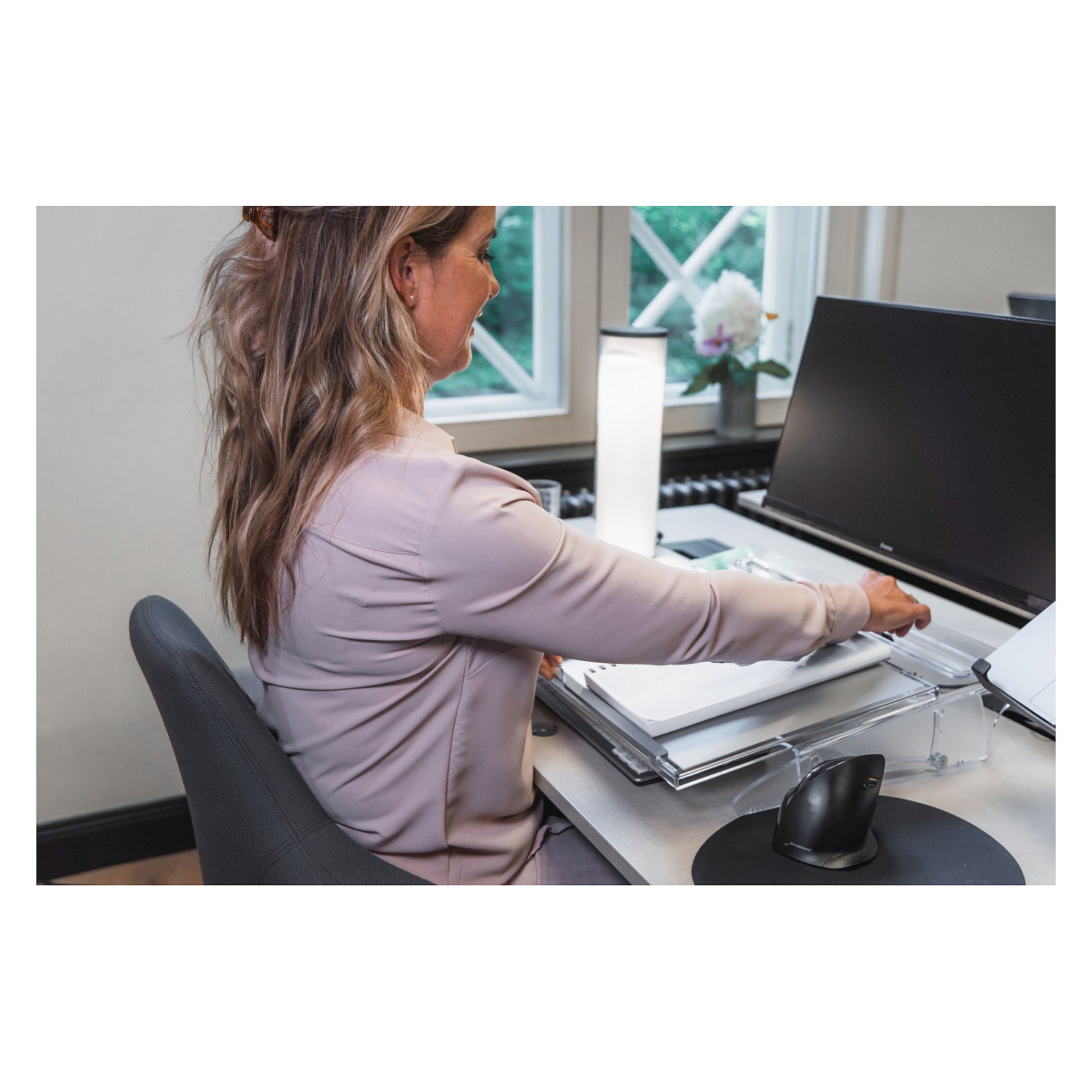 Mbajtëse Dokumentesh BakkerElkhuizen FlexDesk 640 ComfortRead / 515x380mm / 5kg / 3 Nivele - Transparente - 4