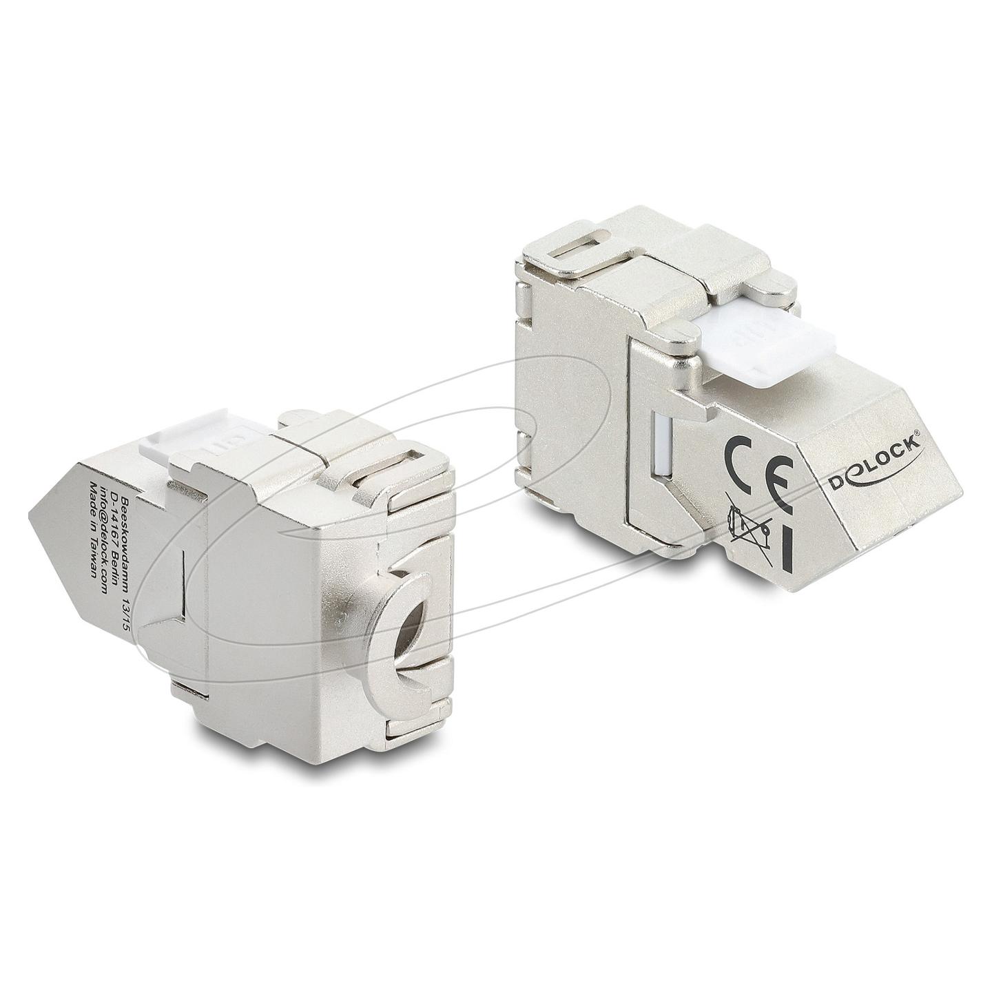 Modul Keystone DeLOCK 90938, RJ-45 femër në LSA, Cat.6A, 45°, i ekranizuar - Bardhë