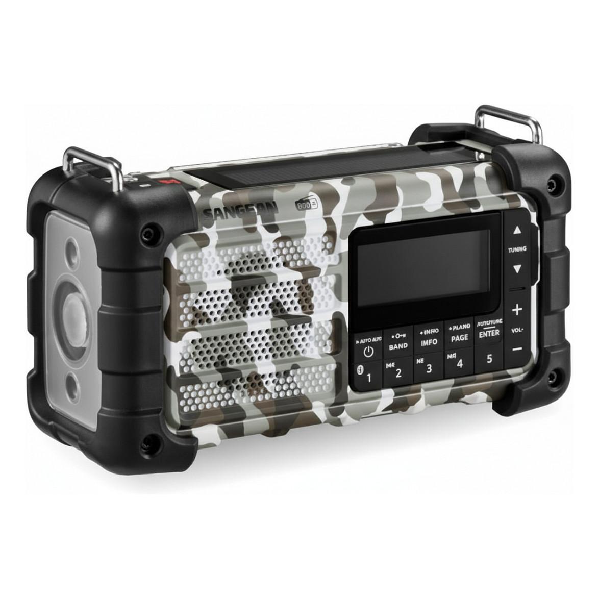Radio portative Sangean MMR-99 DAB+, FM, Bluetooth, Solar, Me Dinamo – Arctic Camo
