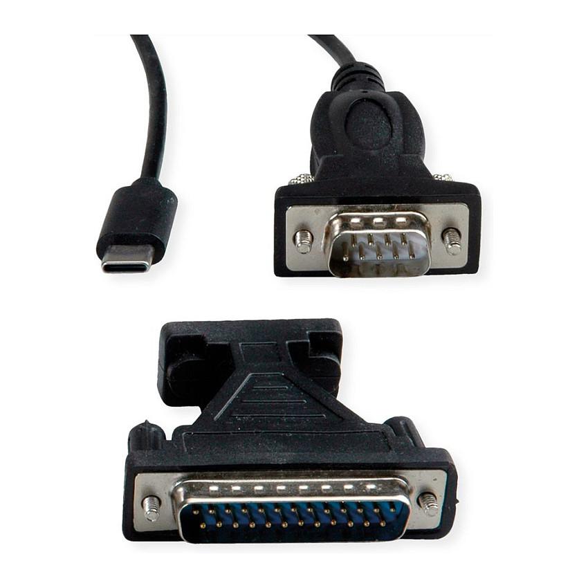 Kabllo & Adapter USB VALUE 12.99.1162 / USB-C në DB9/DB25 / 1.8m - Zezë - 6