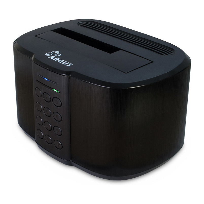 Docking Station për HDD/SSD Inter-Tech Argus GD-PDLK02 / 2.5" & 3.5" / SATA I/II/III / USB 3.0 / AES 256-bit / Tastierë Numerike – Zezë