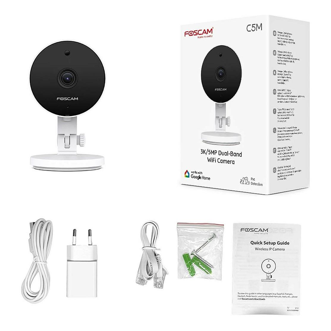 Kamerë Sigurie IP Foscam C5M, 5MP, 3072x1728, Wi-Fi Dual-Band, LAN, 8m Night Vision, microSD 256GB, Audio 2-Drejtimëshe - Bardhë - 6