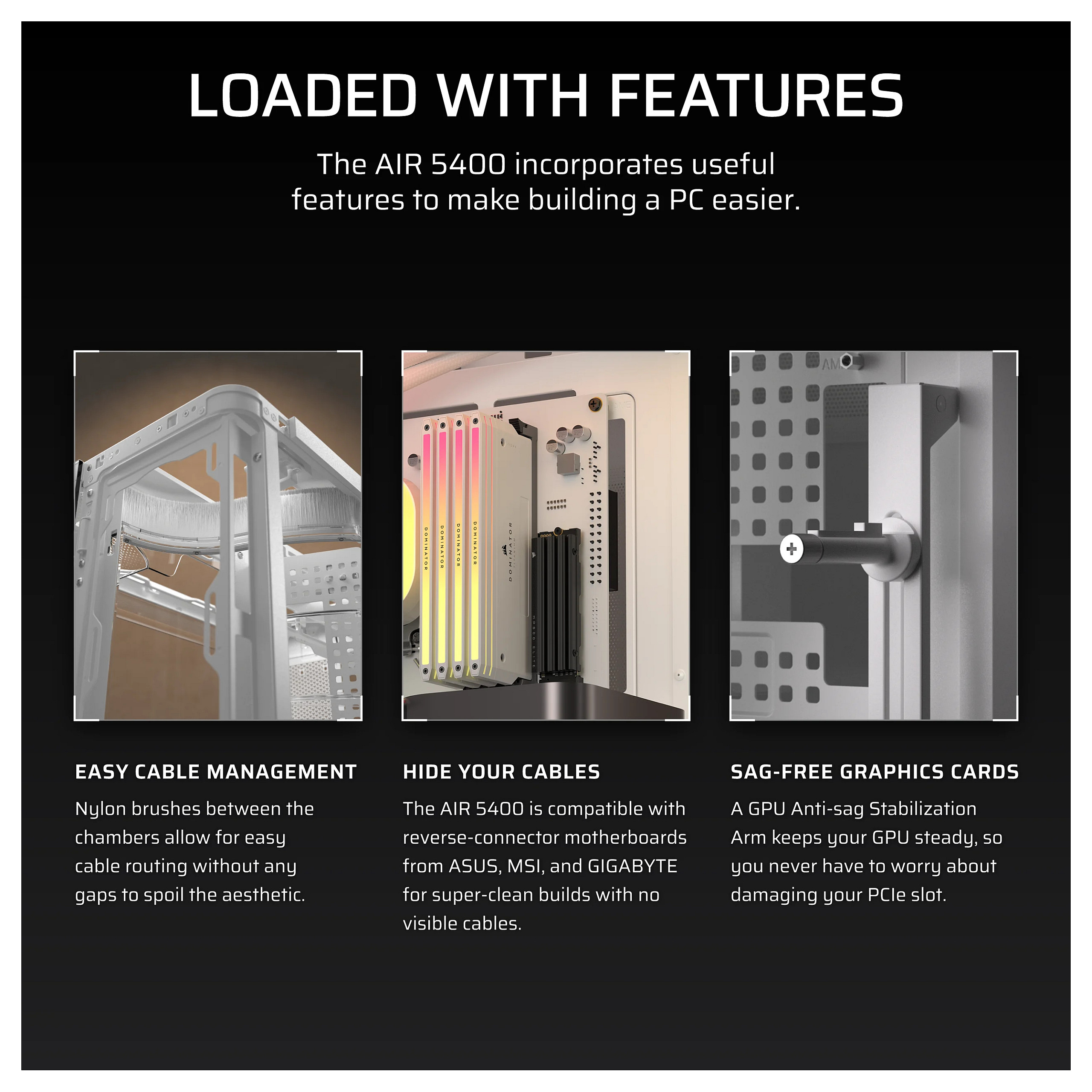 Kasë PC Corsair AIR 5400 LX-R RGB iCUE LINK / Midi Tower / E-ATX + ATX / 3x 120mm LX-R RGB Fan / Tempered Glass - Bardhë - 12