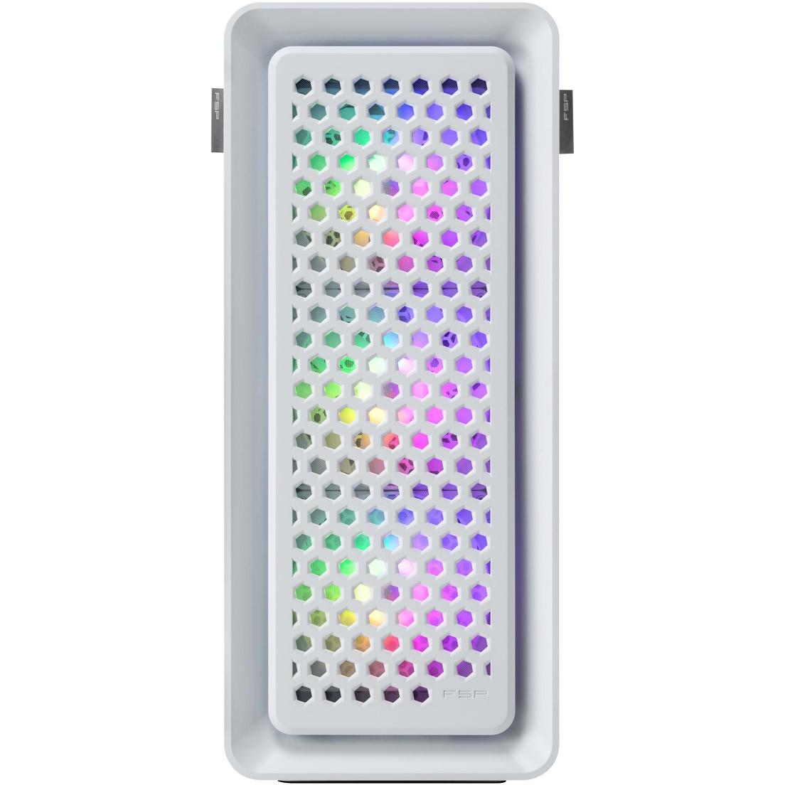 Kasë FSP CUT593P / ATX Mid-Tower / 3x140mm ARGB (Para) + 1x140mm ARGB (Prapa) / USB 3.0 + USB 3.2 Gen2 Type-C / 2 Panele Xhami të Temperuar – Bardhë - 3