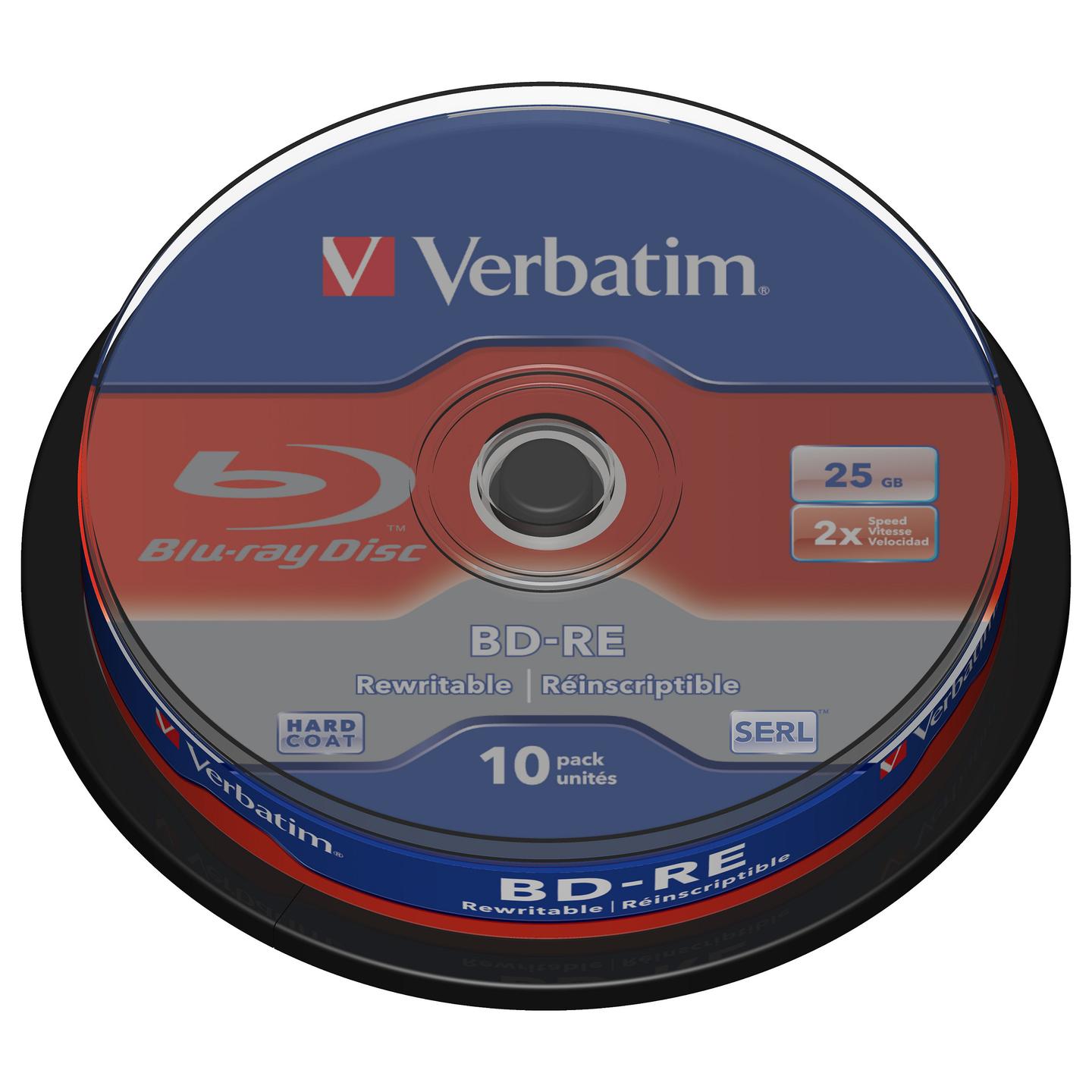 Disk Blu-ray Verbatim BD-RE SL, 25 GB, 2x, Paketi me 10 copë, Spindle - 2