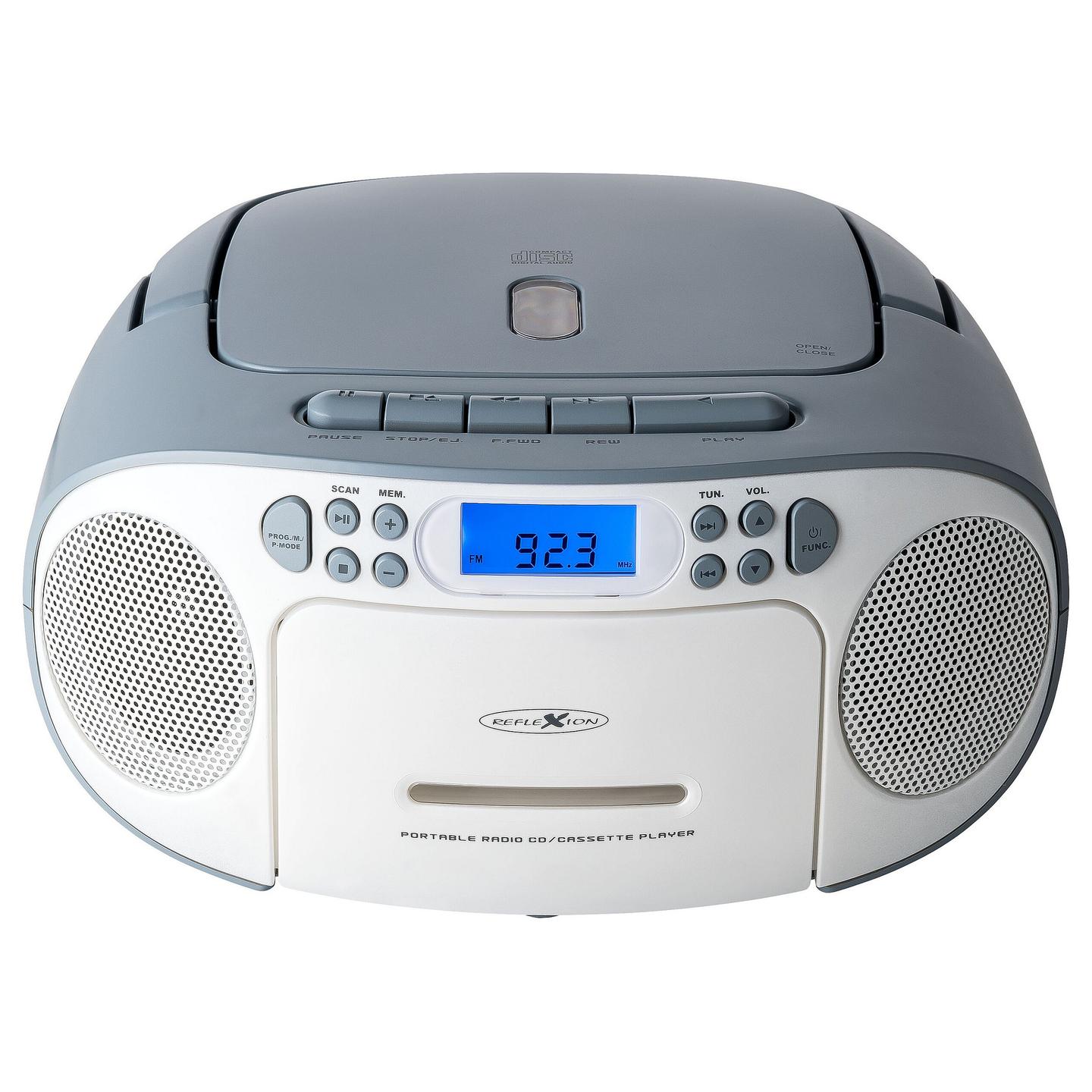 Radio portative Reflexion RCR2260, FM, PLL, 20 W RMS, Ekran LCD, Dalje për Kufje 3,5 mm - Bardhë, kaltër - 1