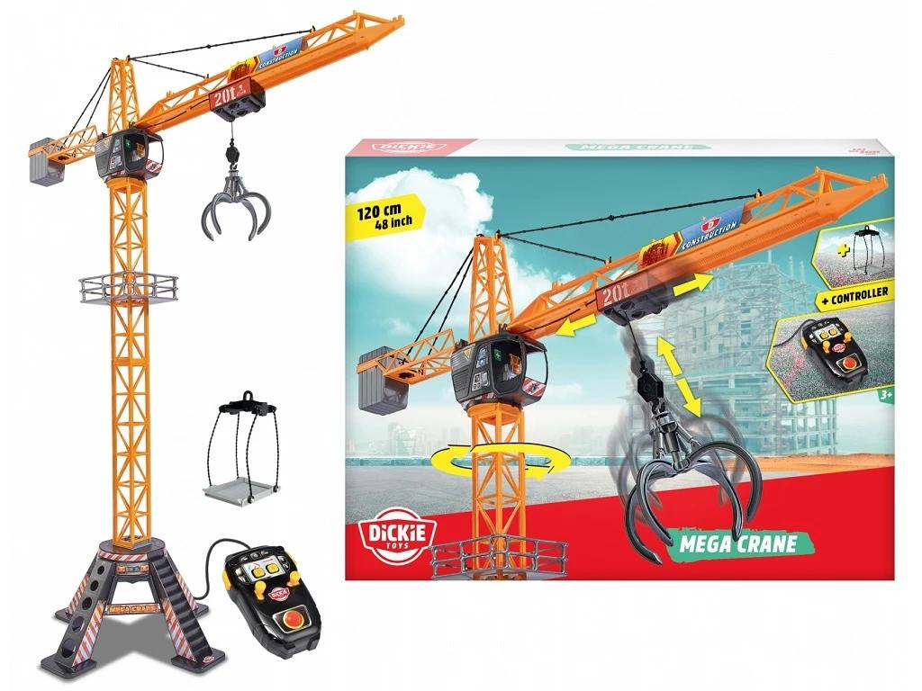 Lodra Dickie Toys Mega Crane / Cable Remote Control / 120 cm / 350° Rotation / Grasping Arm / Loading Platform / 6x AA / 3+ - Portokalli/Zezë - 4
