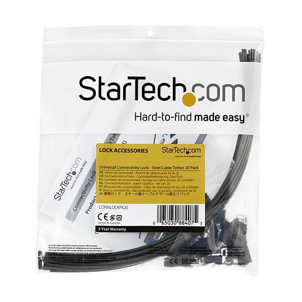 Lidhëse Sigurie për Kabllo StarTech.com CONNLOCKPK20, 20 Copë, Çelik, 30cm, Anti-Vjedhje - Zezë - 6