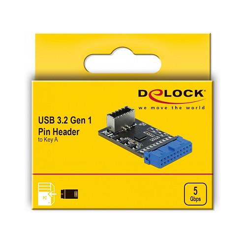 Adapter USB DeLOCK 41981 / USB 5 Gbps / 19-Pin Pin Header Femër në USB Type-E Key A 20-Pin Femër / Etron EJ179V - 3