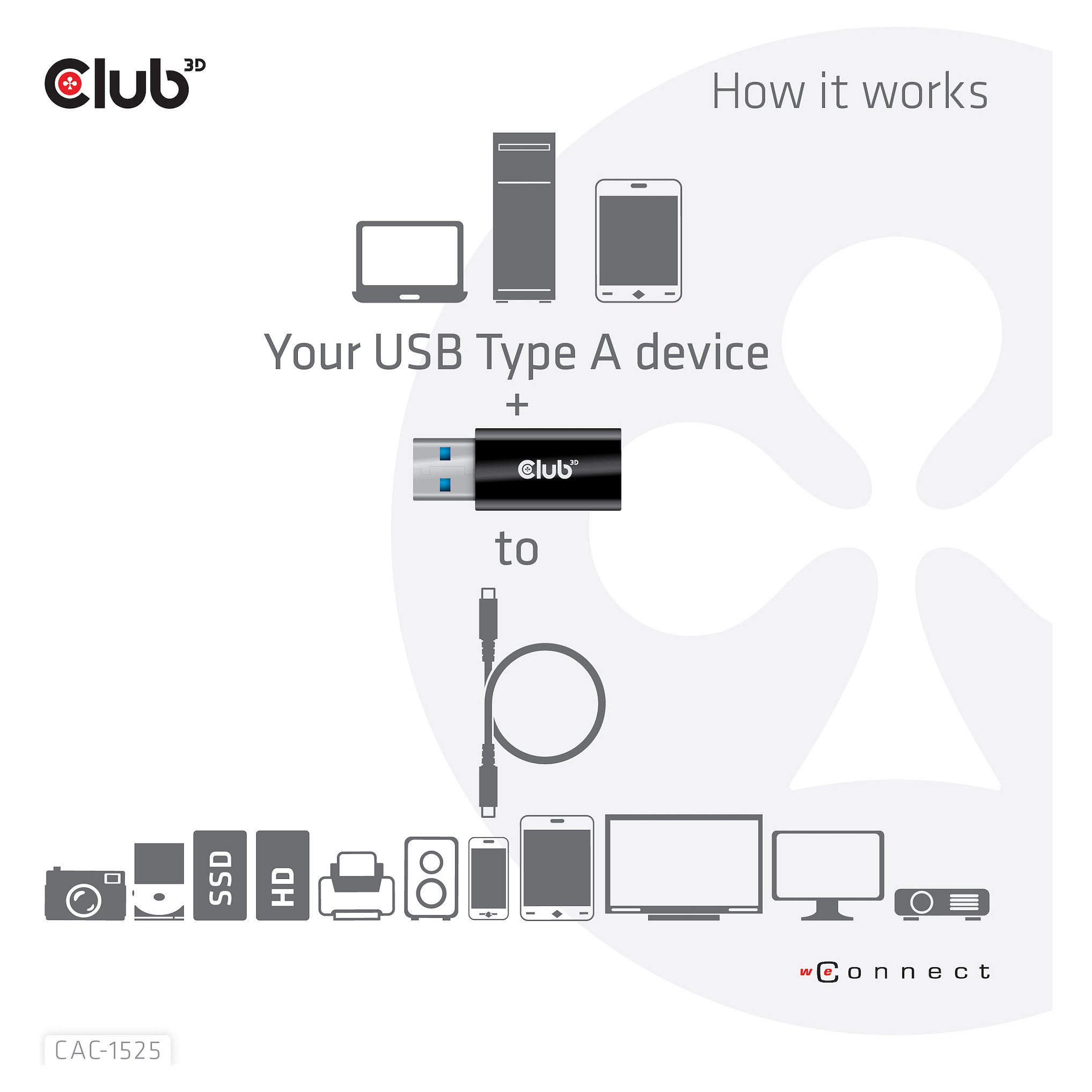 Club3D Adapter USB 3.2 Type‑A ↔ USB 3.2 Type‑C / St–Bu - 5