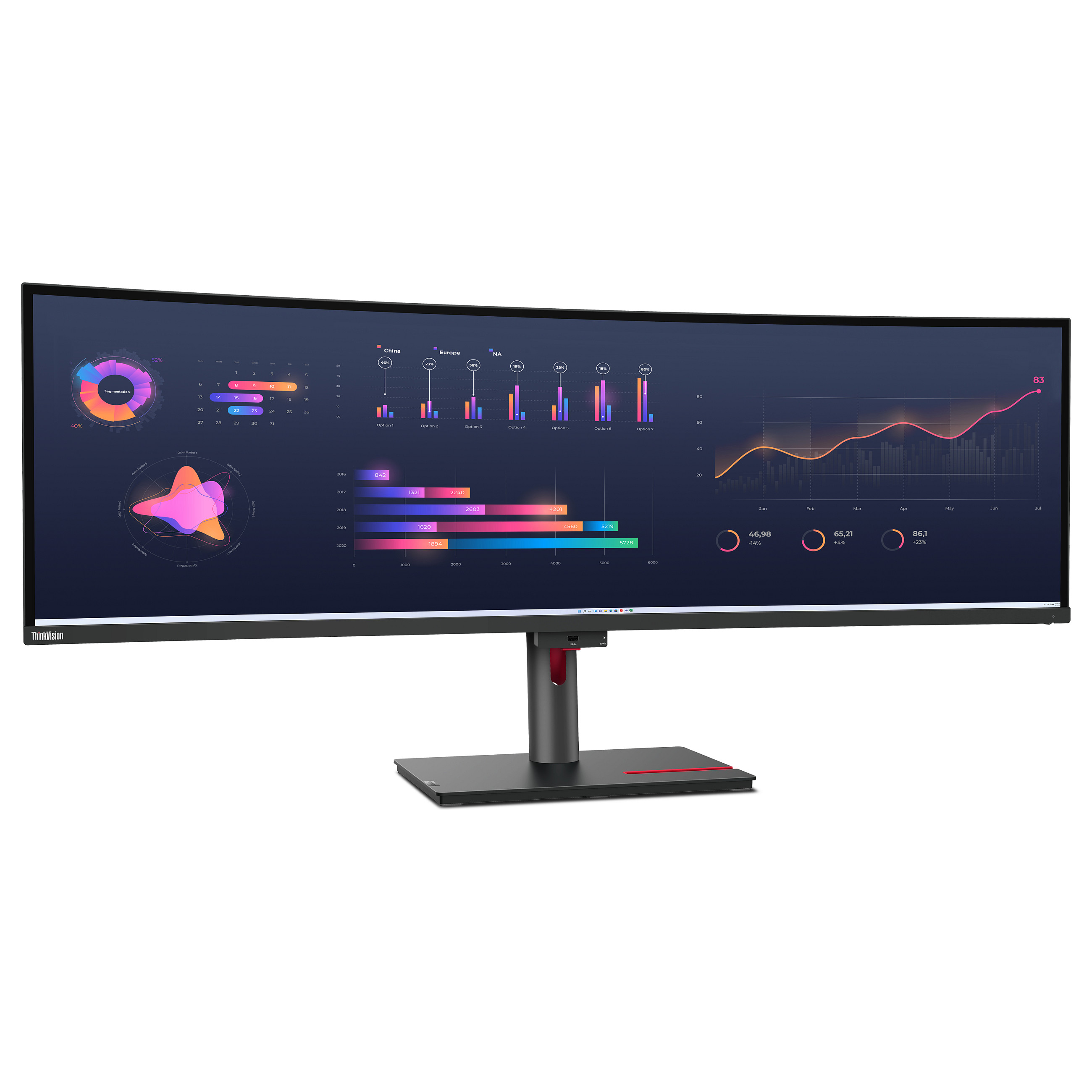 Monitor i lakuar Lenovo ThinkVision P49w-30 / 49" Dual Quad HD 60 Hz 6 ms IPS Curved / HDMI DP USB-C / e zezë - 6