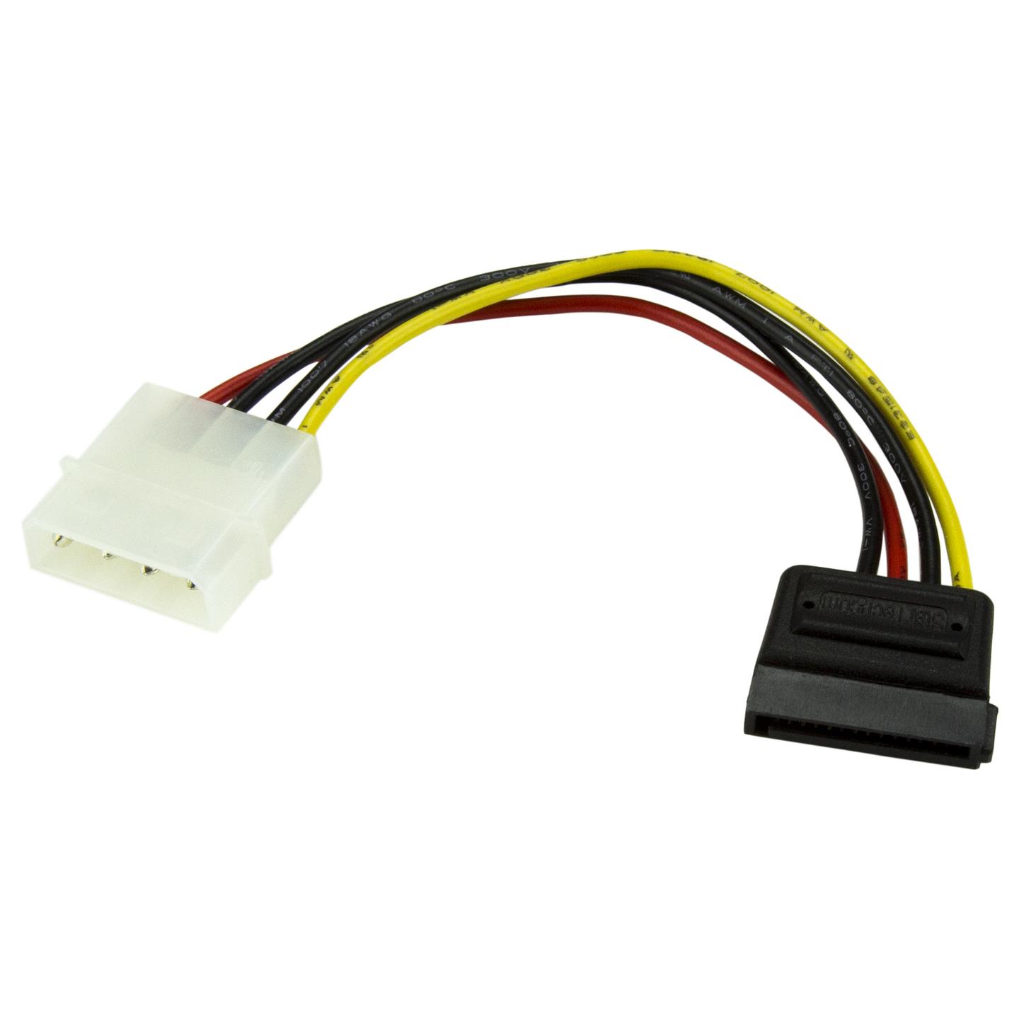Kabllo për Furnizim me Energji StarTech.com SATAPOWADAP / Molex 4-pin - SATA 15-pin / 0.152m - Shumëngjyrësh - 5