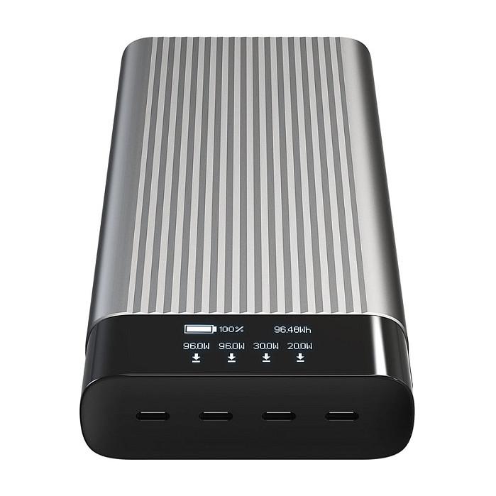 Powerbank HYPER HyperJuice HJ245B, 27000mAh, 245W, 4x USB-C, 2x 100W + 2x 65W, OLED - Zezë, Argjend