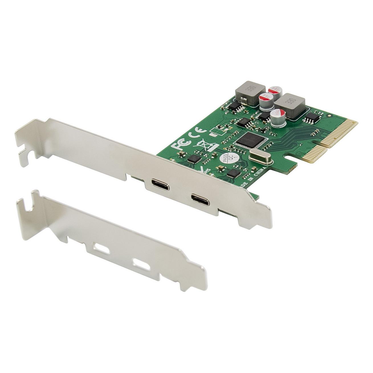 Kartë Zgjerimi Conceptronic EMRICK08G, PCI Express 3.0 x4, 2x USB-C 3.2 Gen 2, 10Gbps, ASM1142, Low Profile - Gjelbër
