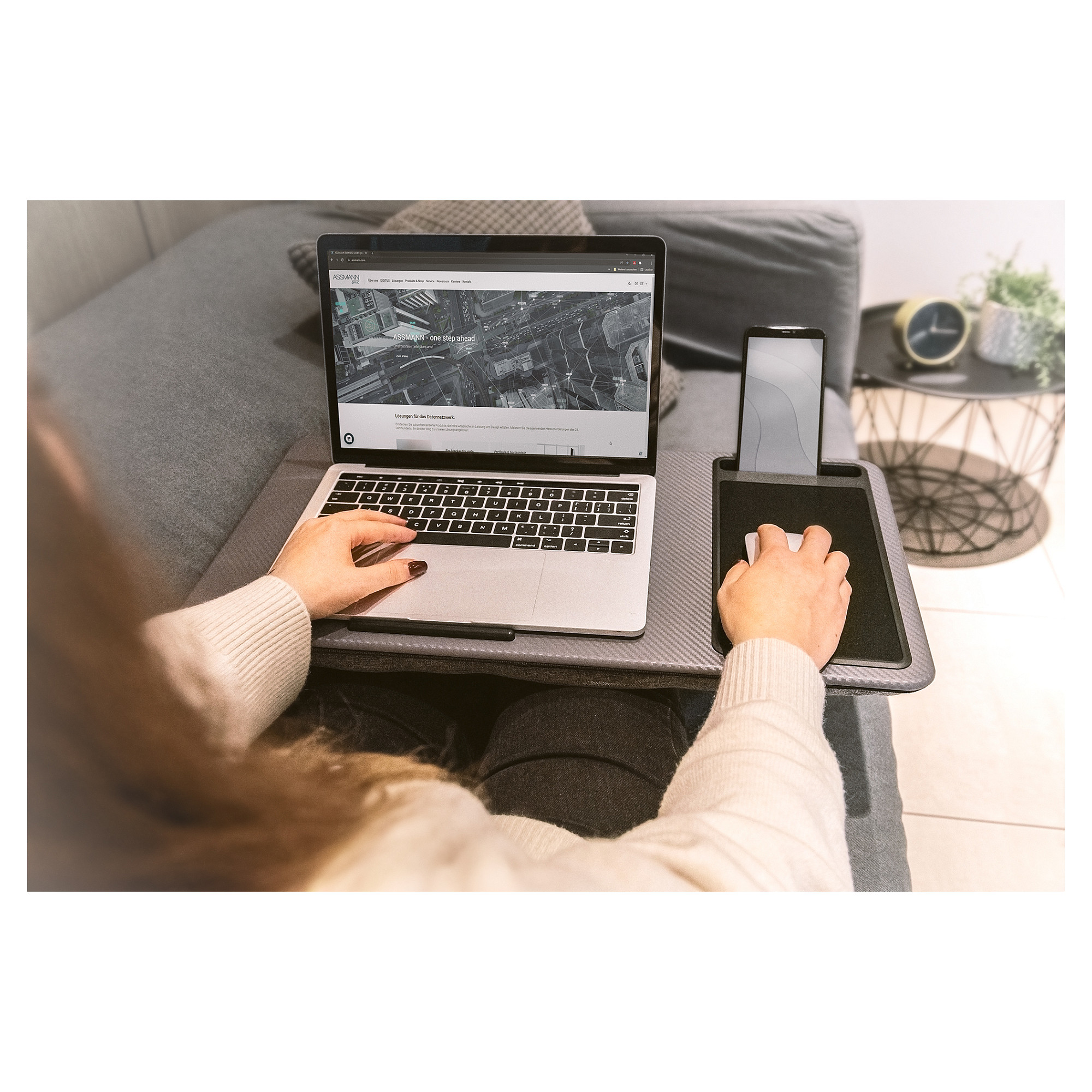 Mbajtës për Laptop DIGITUS DA-90441 / deri 17" / Mauspad i Integruar / Mbajtëse për Smartphone - Hiri - 6