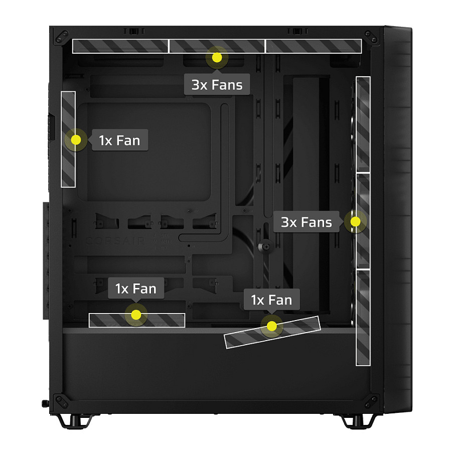 Kasë PC Corsair 3200D RS ARGB / Mid Tower / ATX / 3x 120mm ARGB Fan / Tempered Glass / Mesh / 360mm Radiator - Zezë - 14
