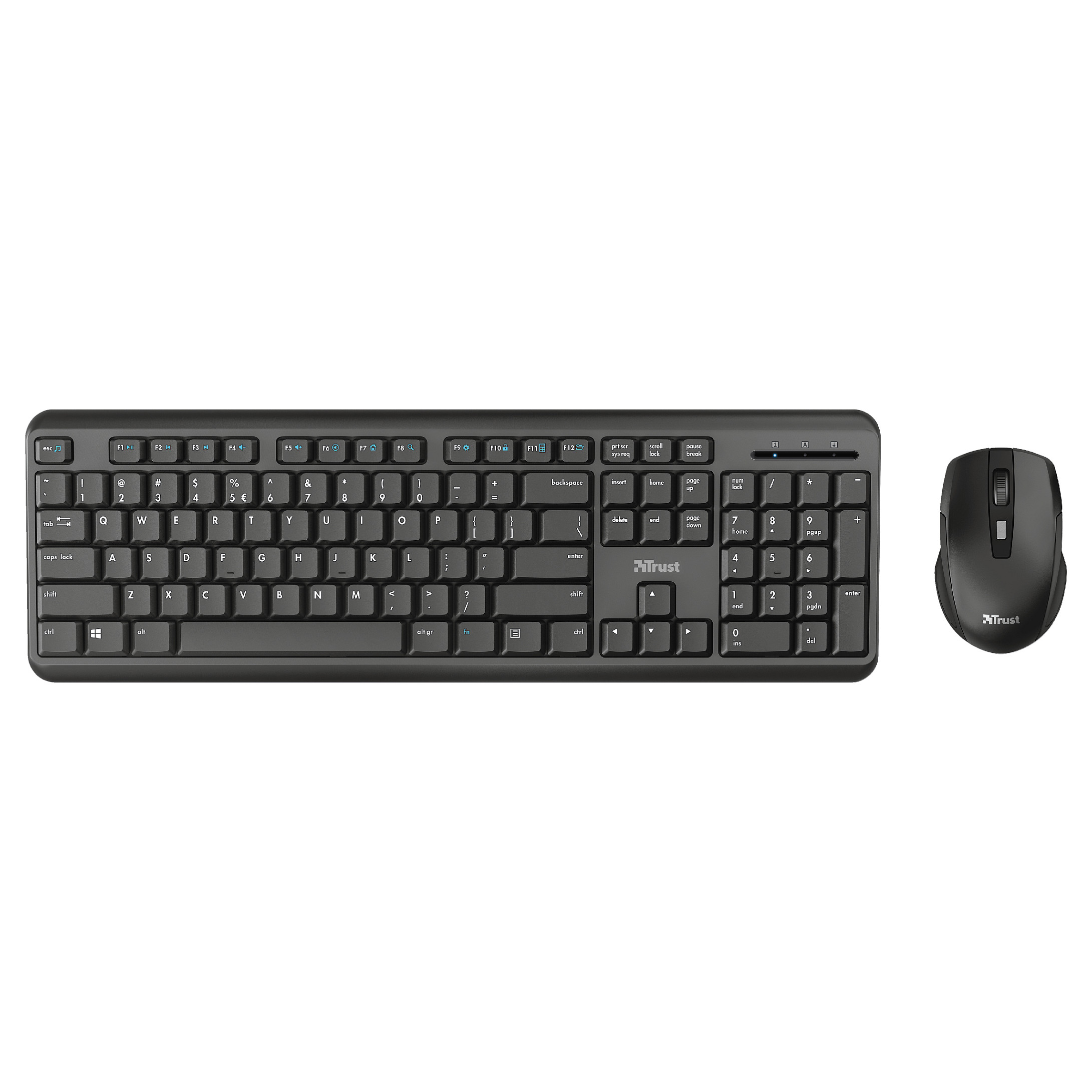 Combo (Tastierë&Maus) Trust TKM-350 / Full-Size / QWERTZ / 2.4 GHz / Membrane / 12 Hotkeys - Zezë