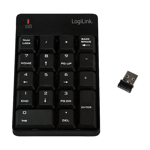 Tastierë Pa kabllo LogiLink ID0120 / Numpad / 18 Taste / 2.4 GHz / USB Nano Receiver - Zezë