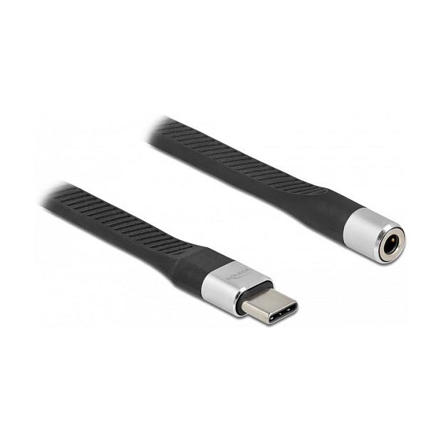 Adapter Audio DeLOCK 86942, USB-C mashkull në Jack Stereo 3.5 mm femër, 24-bit/96 kHz, 10 cm - Argjend/Zezë - 2