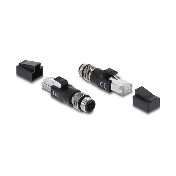Adapter Rrjeti DeLOCK 90831, M12 D-Koduar 4-Pin Mashkull në RJ-45 Mashkull - Zezë - 2
