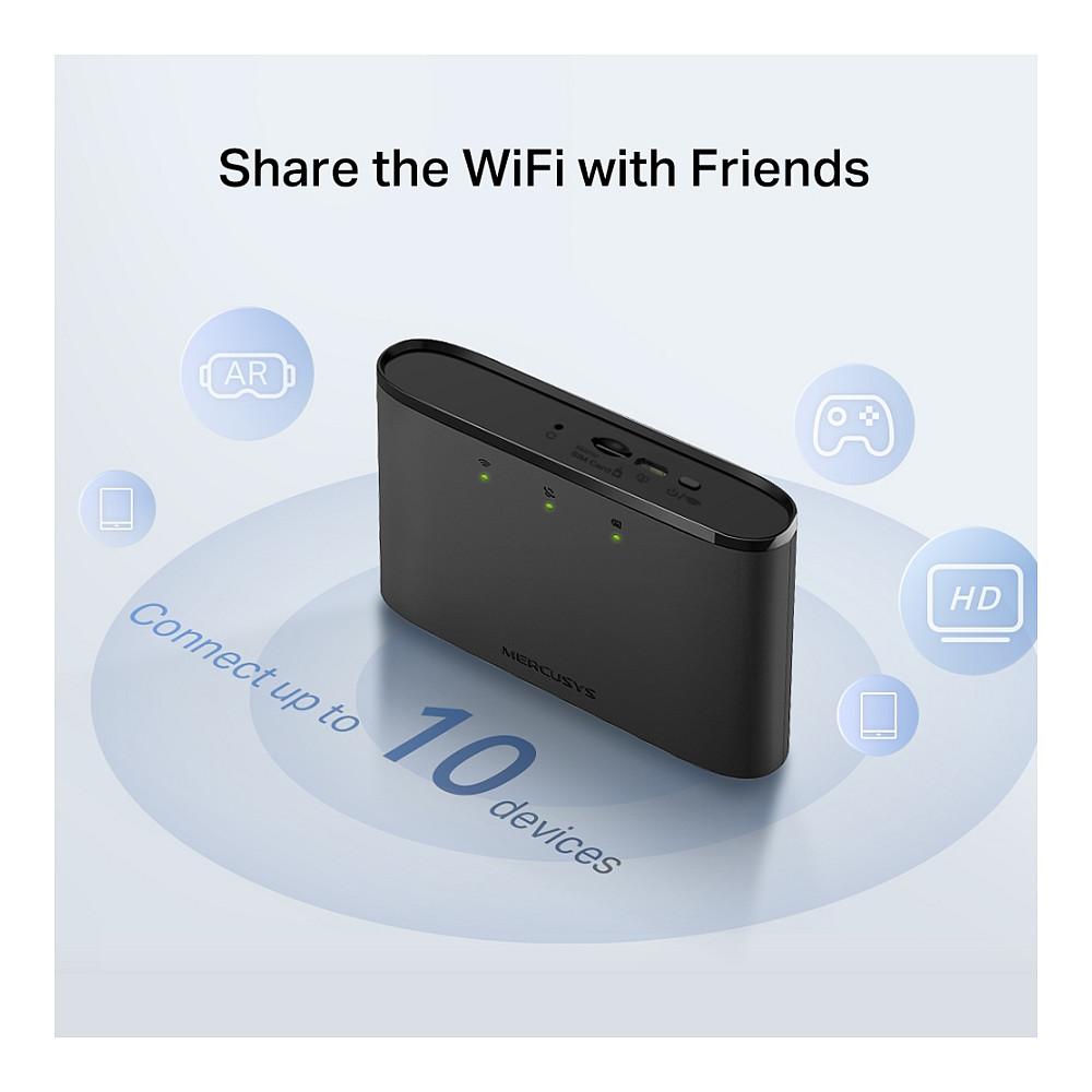 MERCUSYS, MT110, Ruter Portativ, 4G LTE, Wi-Fi 4, N150, Single-Band 2.4GHz, Nano-SIM, Bateri 2200mAh – Zezë - 7