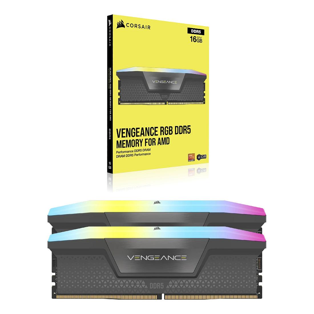 Memorie DDR5 CORSAIR VENGEANCE RGB, 16GB (2x8GB), 5600MT/s, CL40, AMD EXPO, Intel XMP, RGB - Gri - 5